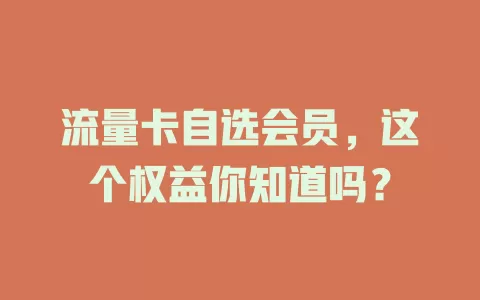 流量卡自选会员，这个权益你知道吗？