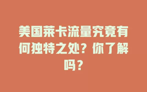 美国莱卡流量究竟有何独特之处？你了解吗？