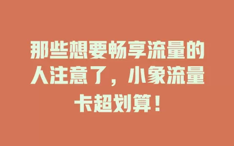那些想要畅享流量的人注意了，小象流量卡超划算！