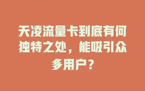 天凌流量卡到底有何独特之处，能吸引众多用户？