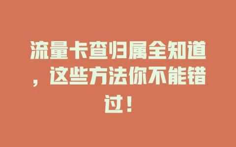 流量卡查归属全知道，这些方法你不能错过！