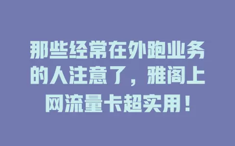 那些经常在外跑业务的人注意了，雅阁上网流量卡超实用！