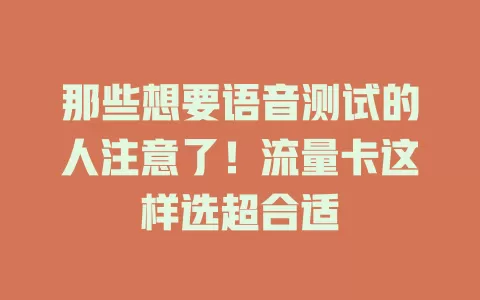 那些想要语音测试的人注意了！流量卡这样选超合适