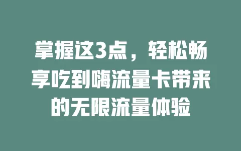 掌握这3点,轻松畅享吃到嗨流量卡带来的无限流量体验
