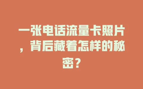 一张电话流量卡照片，背后藏着怎样的秘密？