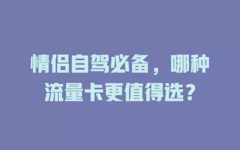 情侣自驾必备，哪种流量卡更值得选？