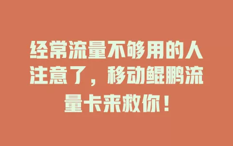 经常流量不够用的人注意了，移动鲲鹏流量卡来救你！