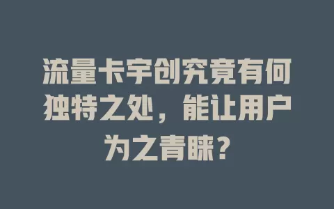 流量卡宇创究竟有何独特之处，能让用户为之青睐？