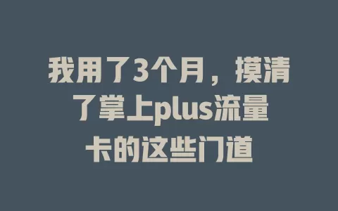 我用了3个月，摸清了掌上plus流量卡的这些门道