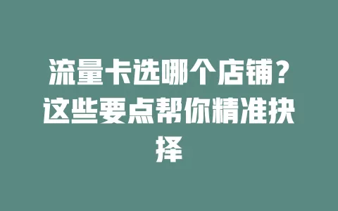 流量卡选哪个店铺？这些要点帮你精准抉择