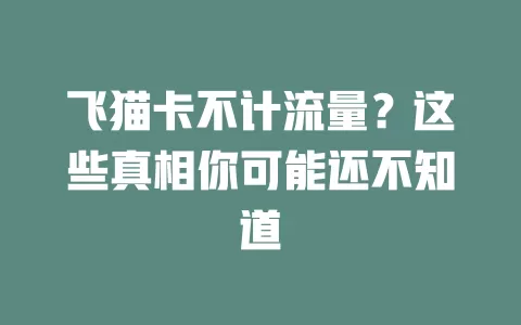飞猫卡不计流量？这些真相你可能还不知道
