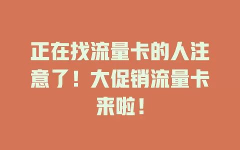 正在找流量卡的人注意了！大促销流量卡来啦！