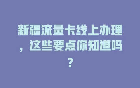 新疆流量卡线上办理，这些要点你知道吗？