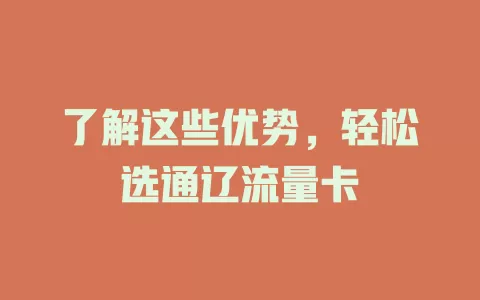 了解这些优势，轻松选通辽流量卡