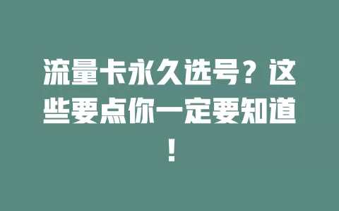 流量卡永久选号？这些要点你一定要知道！