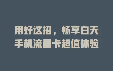用好这招，畅享白天手机流量卡超值体验
