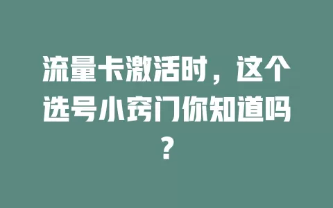 流量卡激活时，这个选号小窍门你知道吗？