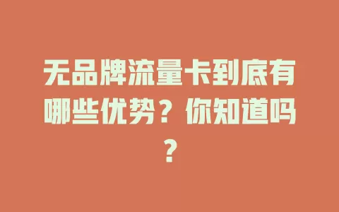 无品牌流量卡到底有哪些优势？你知道吗？