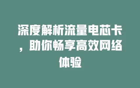 深度解析流量电芯卡，助你畅享高效网络体验