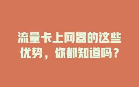 流量卡上网器的这些优势，你都知道吗？