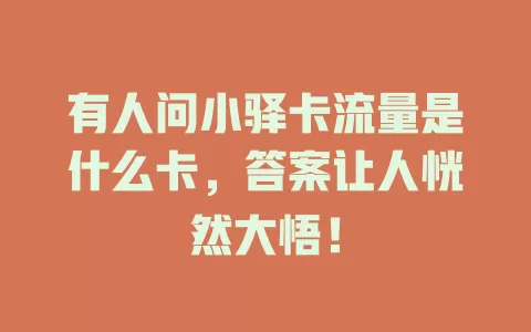 有人问小驿卡流量是什么卡，答案让人恍然大悟！
