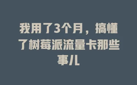 我用了3个月，搞懂了树莓派流量卡那些事儿