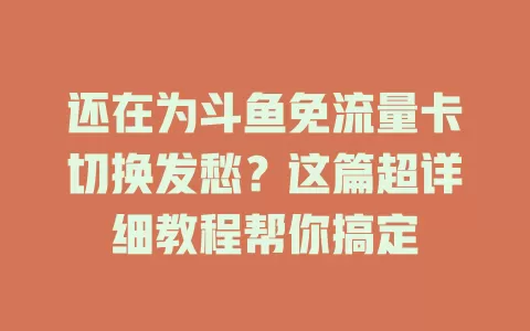 还在为斗鱼免流量卡切换发愁？这篇超详细教程帮你搞定