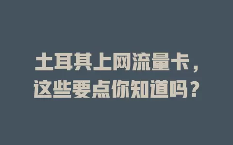 土耳其上网流量卡，这些要点你知道吗？