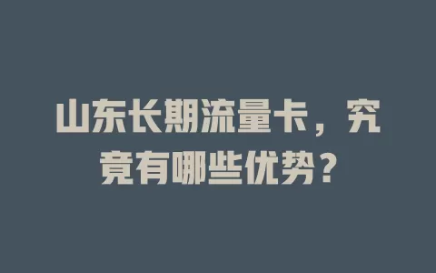 山东长期流量卡，究竟有哪些优势？