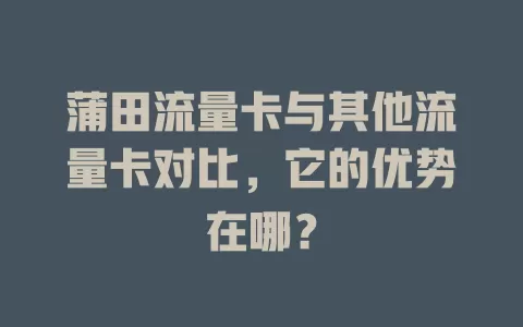 蒲田流量卡与其他流量卡对比，它的优势在哪？