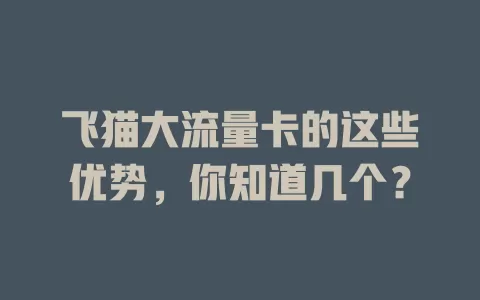 飞猫大流量卡的这些优势,你知道几个?