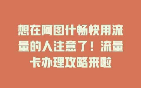 想在阿图什畅快用流量的人注意了！流量卡办理攻略来啦
