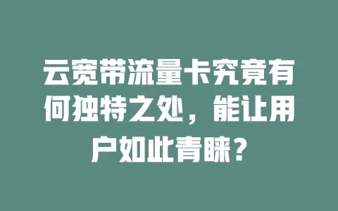 云宽带流量卡究竟有何独特之处，能让用户如此青睐？