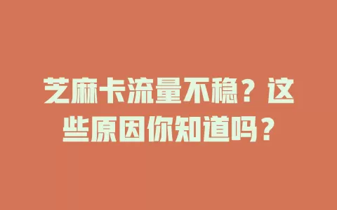 芝麻卡流量不稳？这些原因你知道吗？