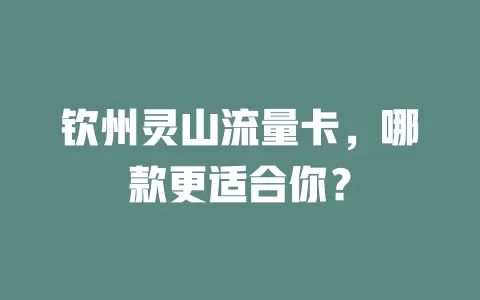 钦州灵山流量卡，哪款更适合你？