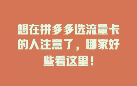 想在拼多多选流量卡的人注意了，哪家好些看这里！