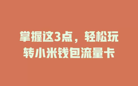 掌握这3点，轻松玩转小米钱包流量卡