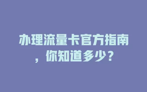 办理流量卡官方指南，你知道多少？