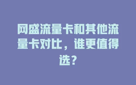 网盛流量卡和其他流量卡对比，谁更值得选？