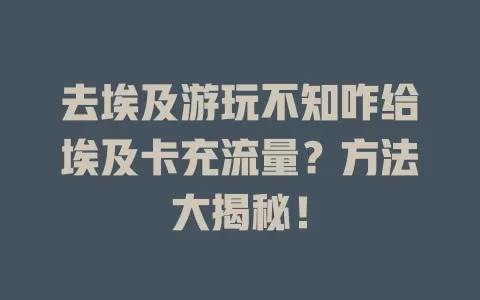 去埃及游玩不知咋给埃及卡充流量？方法大揭秘！