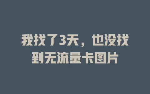 我找了3天，也没找到无流量卡图片