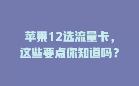 苹果12选流量卡,这些要点你知道吗?