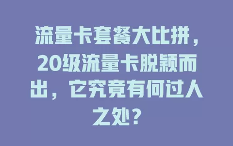 流量卡套餐大比拼，20级流量卡脱颖而出，它究竟有何过人之处？