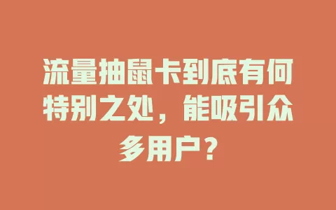 流量抽鼠卡到底有何特别之处，能吸引众多用户？