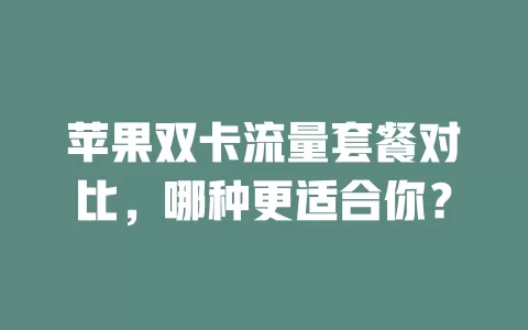 苹果双卡流量套餐对比，哪种更适合你？