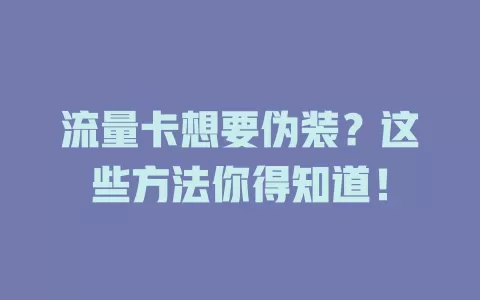 流量卡想要伪装？这些方法你得知道！
