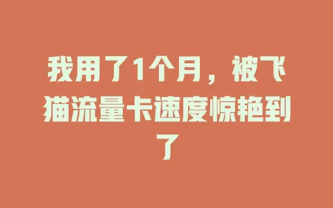 我用了1个月，被飞猫流量卡速度惊艳到了