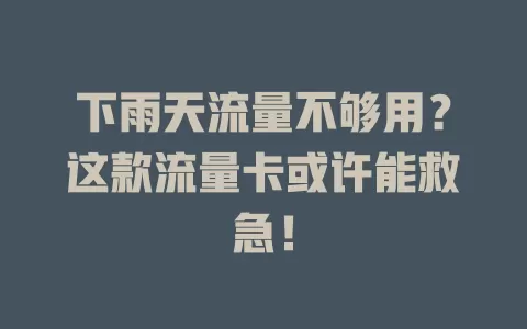 下雨天流量不够用？这款流量卡或许能救急！
