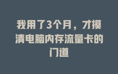 我用了3个月，才摸清电脑内存流量卡的门道