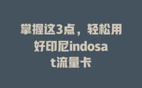 掌握这3点，轻松用好印尼indosat流量卡